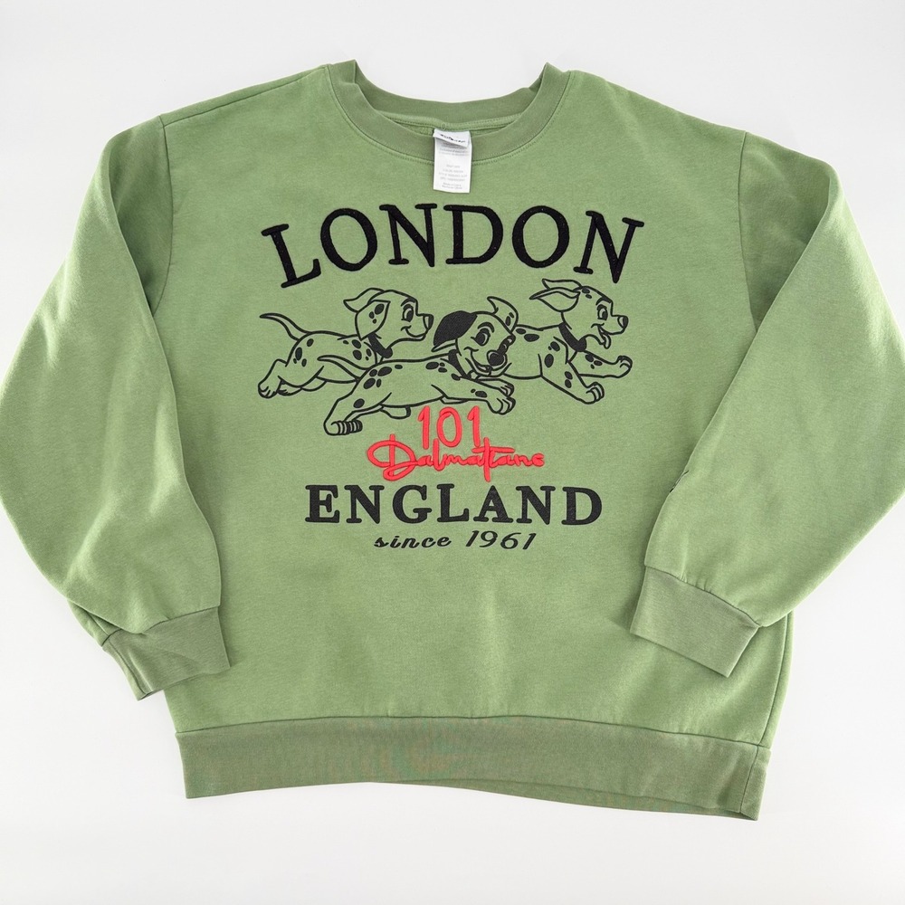 DISNEY 101 Dalmatians London England Green Graphic Sweatshirt Extra Large XL